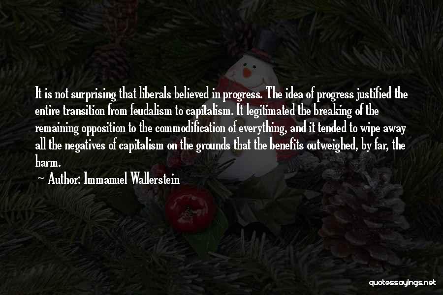Immanuel Wallerstein Quotes: It Is Not Surprising That Liberals Believed In Progress. The Idea Of Progress Justified The Entire Transition From Feudalism To