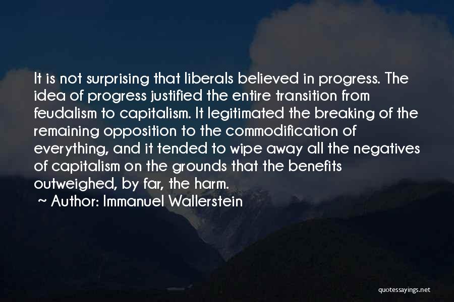 Immanuel Wallerstein Quotes: It Is Not Surprising That Liberals Believed In Progress. The Idea Of Progress Justified The Entire Transition From Feudalism To