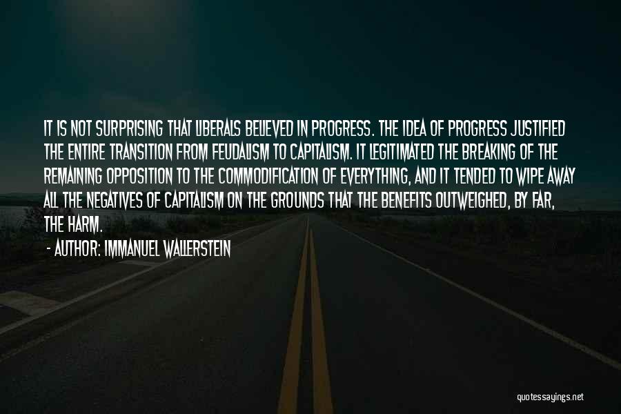 Immanuel Wallerstein Quotes: It Is Not Surprising That Liberals Believed In Progress. The Idea Of Progress Justified The Entire Transition From Feudalism To