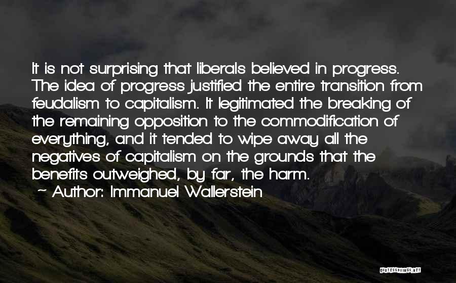 Immanuel Wallerstein Quotes: It Is Not Surprising That Liberals Believed In Progress. The Idea Of Progress Justified The Entire Transition From Feudalism To