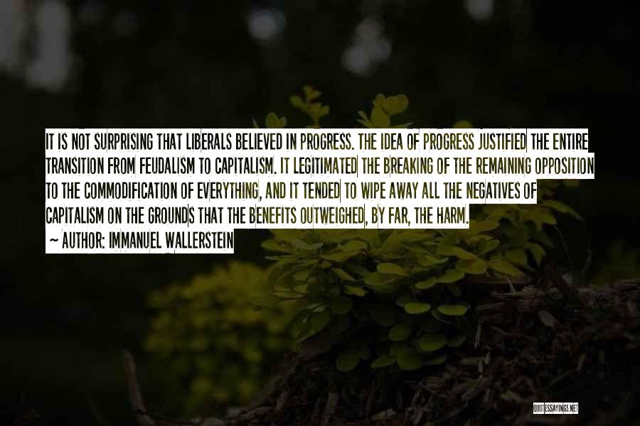 Immanuel Wallerstein Quotes: It Is Not Surprising That Liberals Believed In Progress. The Idea Of Progress Justified The Entire Transition From Feudalism To
