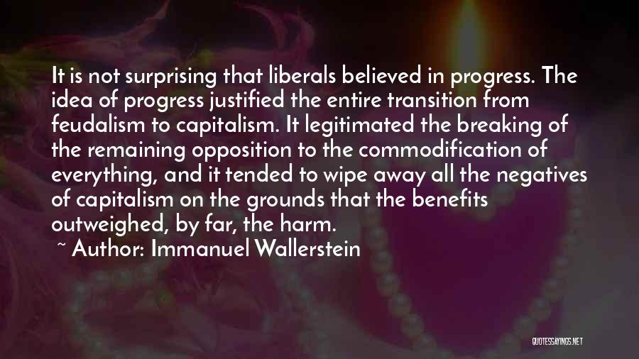 Immanuel Wallerstein Quotes: It Is Not Surprising That Liberals Believed In Progress. The Idea Of Progress Justified The Entire Transition From Feudalism To