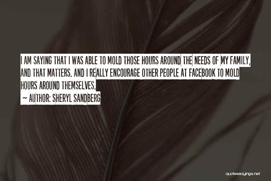 Sheryl Sandberg Quotes: I Am Saying That I Was Able To Mold Those Hours Around The Needs Of My Family, And That Matters.