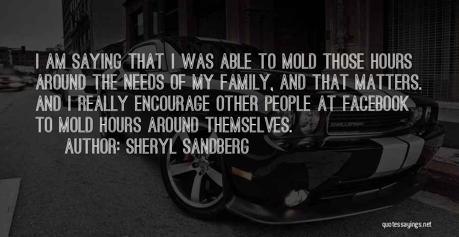 Sheryl Sandberg Quotes: I Am Saying That I Was Able To Mold Those Hours Around The Needs Of My Family, And That Matters.