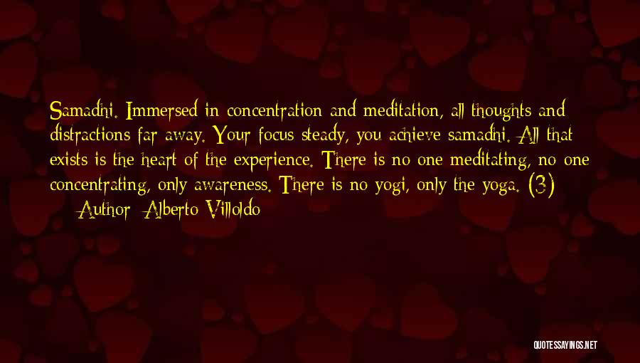 Alberto Villoldo Quotes: Samadhi. Immersed In Concentration And Meditation, All Thoughts And Distractions Far Away. Your Focus Steady, You Achieve Samadhi. All That