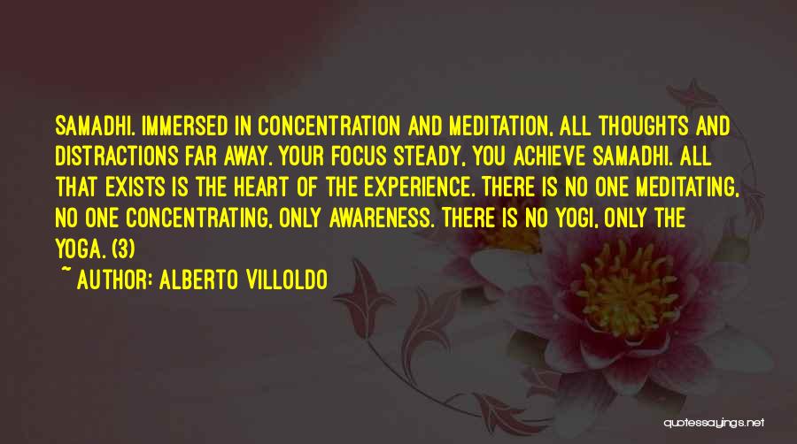 Alberto Villoldo Quotes: Samadhi. Immersed In Concentration And Meditation, All Thoughts And Distractions Far Away. Your Focus Steady, You Achieve Samadhi. All That
