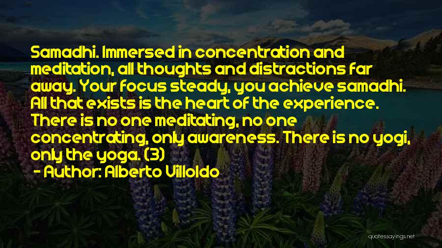 Alberto Villoldo Quotes: Samadhi. Immersed In Concentration And Meditation, All Thoughts And Distractions Far Away. Your Focus Steady, You Achieve Samadhi. All That