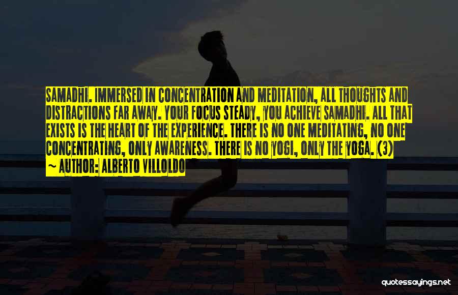 Alberto Villoldo Quotes: Samadhi. Immersed In Concentration And Meditation, All Thoughts And Distractions Far Away. Your Focus Steady, You Achieve Samadhi. All That