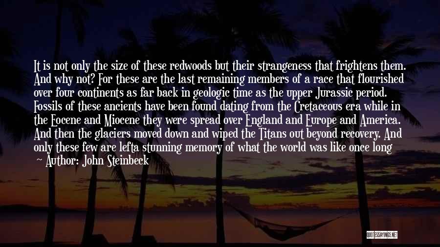 John Steinbeck Quotes: It Is Not Only The Size Of These Redwoods But Their Strangeness That Frightens Them. And Why Not? For These