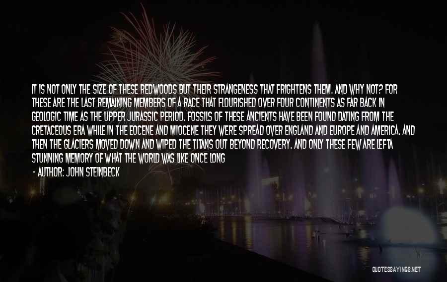 John Steinbeck Quotes: It Is Not Only The Size Of These Redwoods But Their Strangeness That Frightens Them. And Why Not? For These