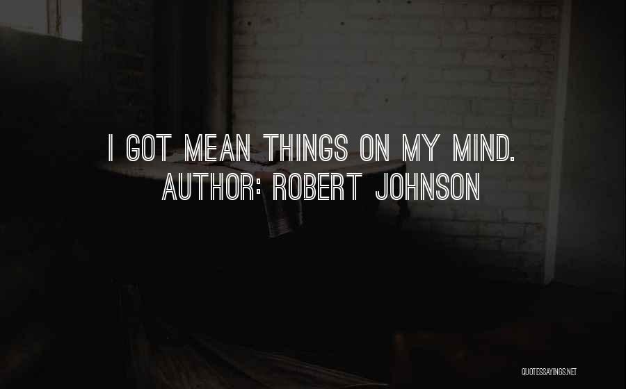 Robert Johnson Quotes: I Got Mean Things On My Mind.