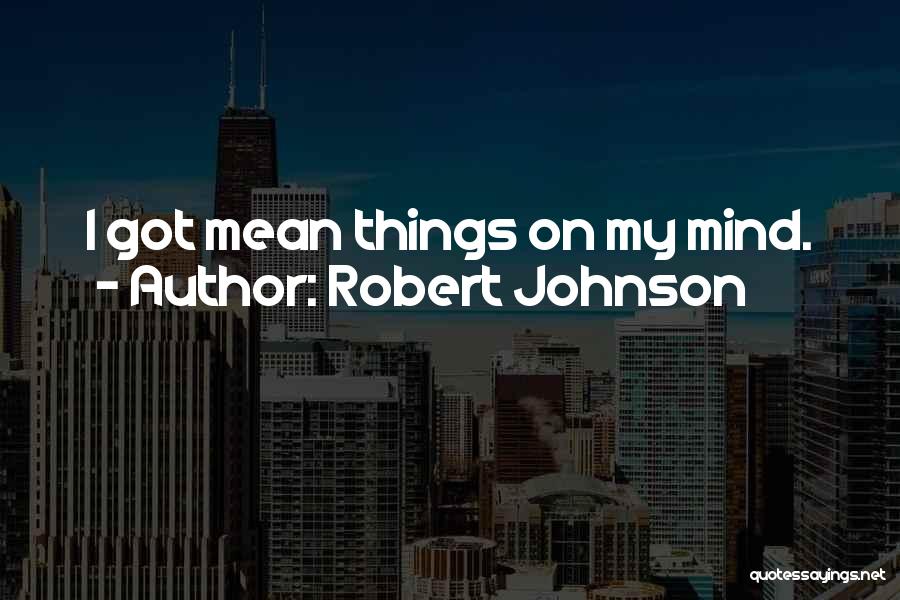 Robert Johnson Quotes: I Got Mean Things On My Mind.