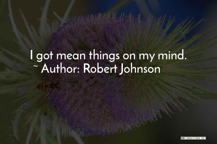 Robert Johnson Quotes: I Got Mean Things On My Mind.