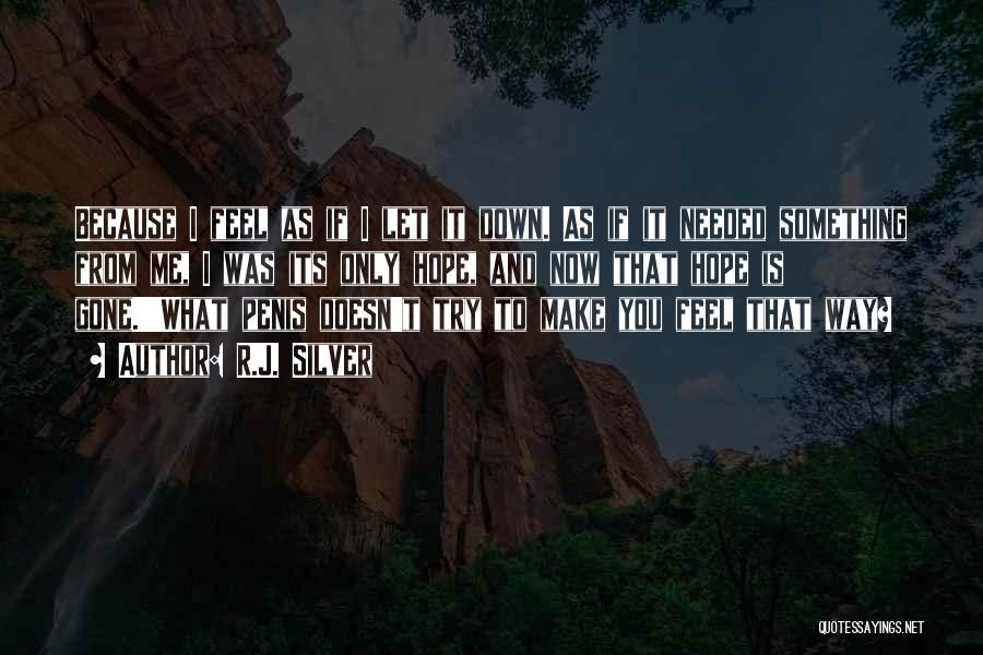 R.J. Silver Quotes: Because I Feel As If I Let It Down. As If It Needed Something From Me, I Was Its Only