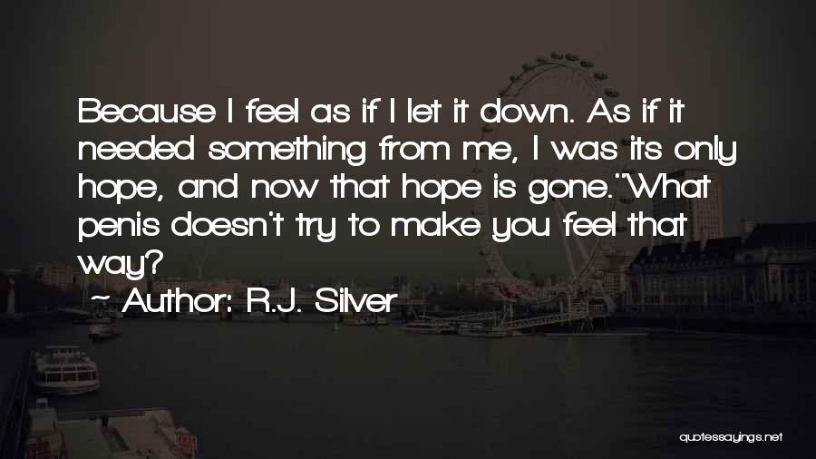 R.J. Silver Quotes: Because I Feel As If I Let It Down. As If It Needed Something From Me, I Was Its Only