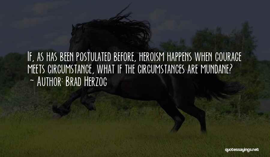 Brad Herzog Quotes: If, As Has Been Postulated Before, Heroism Happens When Courage Meets Circumstance, What If The Circumstances Are Mundane?