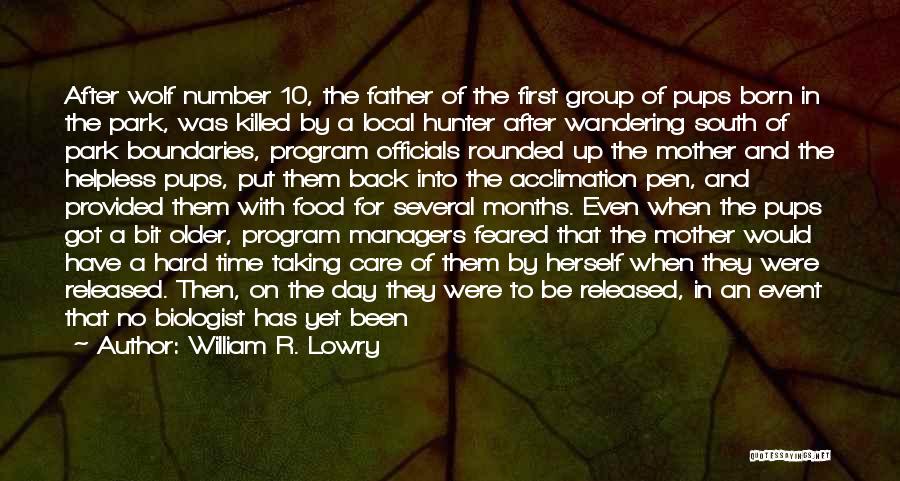 William R. Lowry Quotes: After Wolf Number 10, The Father Of The First Group Of Pups Born In The Park, Was Killed By A