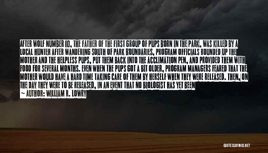 William R. Lowry Quotes: After Wolf Number 10, The Father Of The First Group Of Pups Born In The Park, Was Killed By A