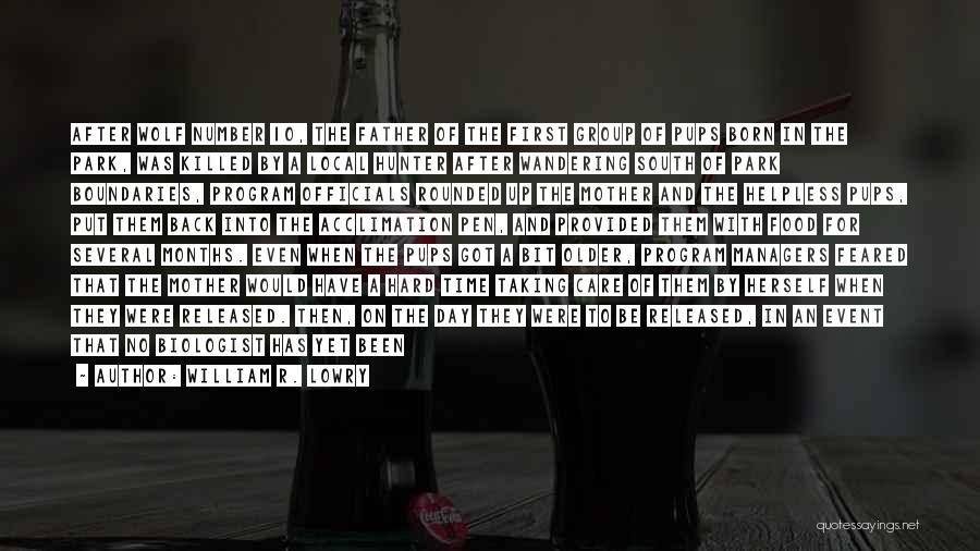 William R. Lowry Quotes: After Wolf Number 10, The Father Of The First Group Of Pups Born In The Park, Was Killed By A
