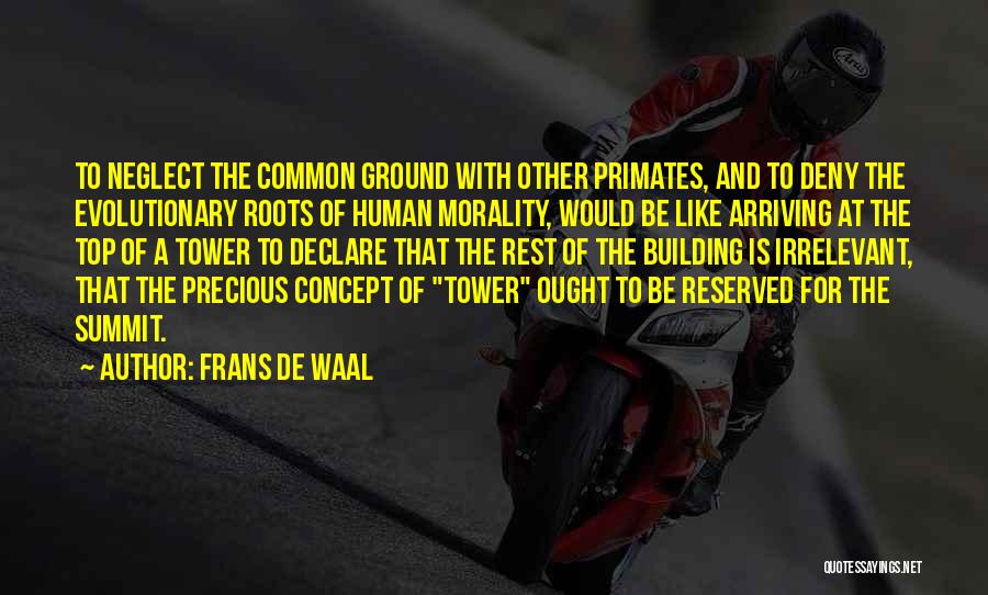 Frans De Waal Quotes: To Neglect The Common Ground With Other Primates, And To Deny The Evolutionary Roots Of Human Morality, Would Be Like