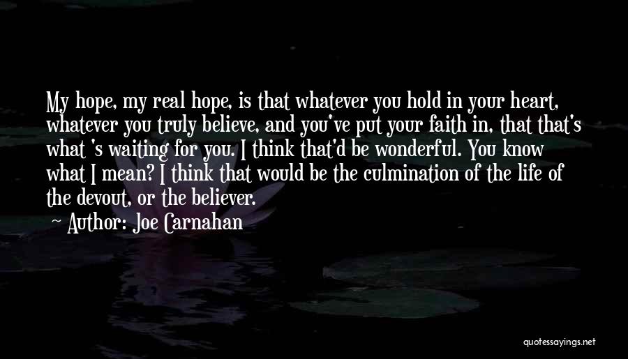 Joe Carnahan Quotes: My Hope, My Real Hope, Is That Whatever You Hold In Your Heart, Whatever You Truly Believe, And You've Put