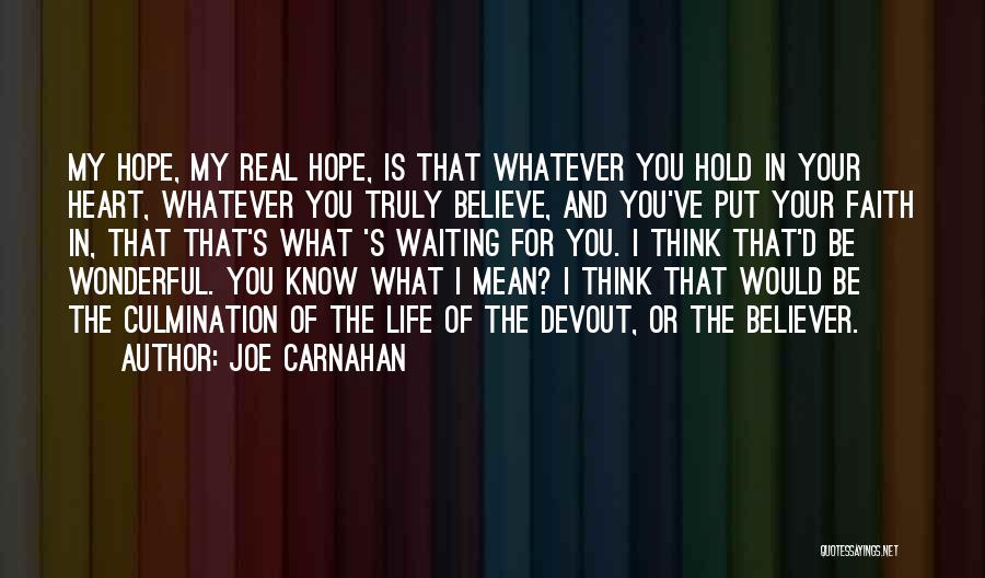 Joe Carnahan Quotes: My Hope, My Real Hope, Is That Whatever You Hold In Your Heart, Whatever You Truly Believe, And You've Put