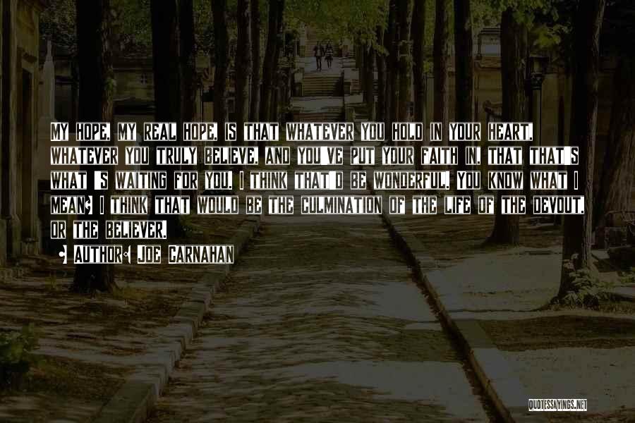 Joe Carnahan Quotes: My Hope, My Real Hope, Is That Whatever You Hold In Your Heart, Whatever You Truly Believe, And You've Put