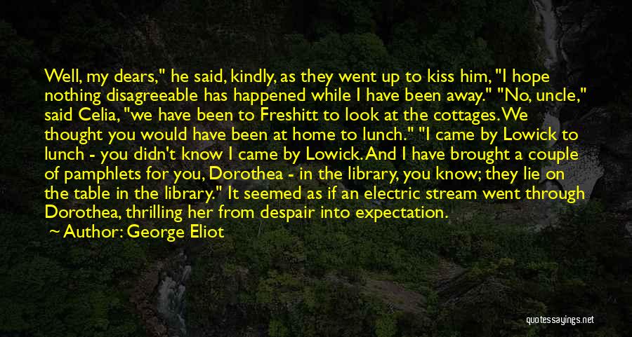 George Eliot Quotes: Well, My Dears, He Said, Kindly, As They Went Up To Kiss Him, I Hope Nothing Disagreeable Has Happened While