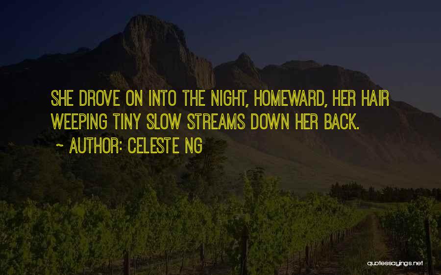 Celeste Ng Quotes: She Drove On Into The Night, Homeward, Her Hair Weeping Tiny Slow Streams Down Her Back.