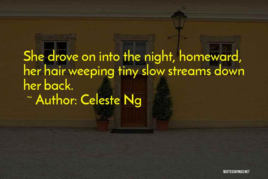 Celeste Ng Quotes: She Drove On Into The Night, Homeward, Her Hair Weeping Tiny Slow Streams Down Her Back.