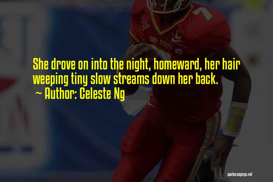 Celeste Ng Quotes: She Drove On Into The Night, Homeward, Her Hair Weeping Tiny Slow Streams Down Her Back.