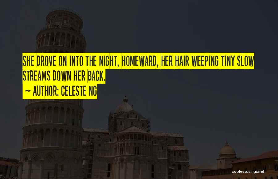 Celeste Ng Quotes: She Drove On Into The Night, Homeward, Her Hair Weeping Tiny Slow Streams Down Her Back.