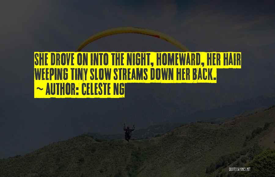 Celeste Ng Quotes: She Drove On Into The Night, Homeward, Her Hair Weeping Tiny Slow Streams Down Her Back.