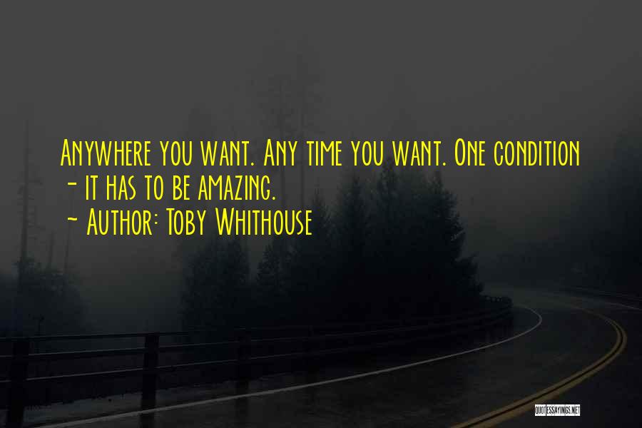 Toby Whithouse Quotes: Anywhere You Want. Any Time You Want. One Condition - It Has To Be Amazing.