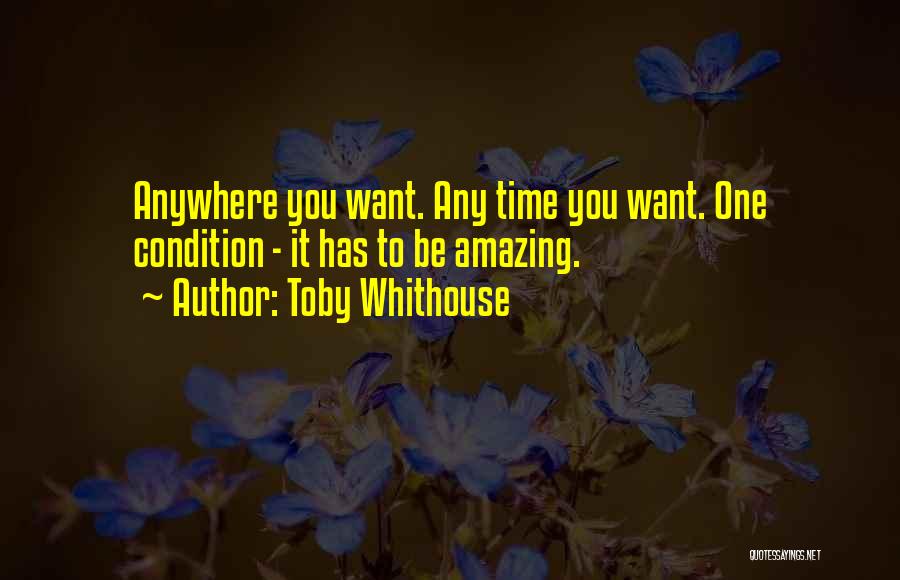 Toby Whithouse Quotes: Anywhere You Want. Any Time You Want. One Condition - It Has To Be Amazing.