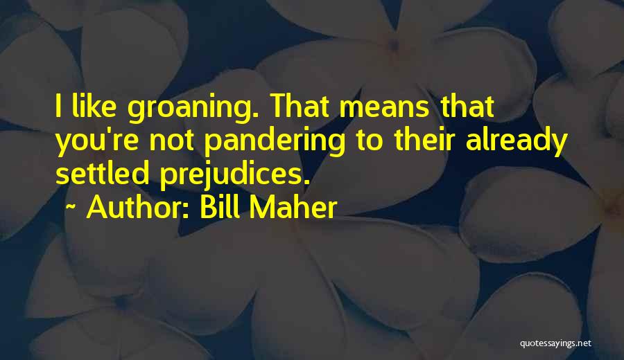 Bill Maher Quotes: I Like Groaning. That Means That You're Not Pandering To Their Already Settled Prejudices.