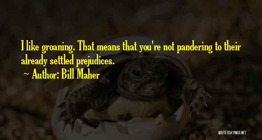 Bill Maher Quotes: I Like Groaning. That Means That You're Not Pandering To Their Already Settled Prejudices.
