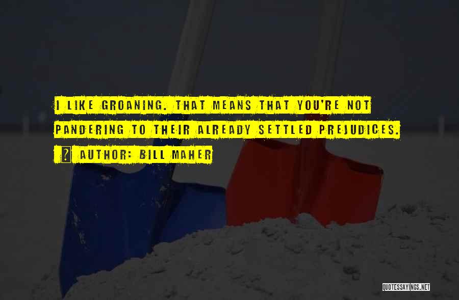 Bill Maher Quotes: I Like Groaning. That Means That You're Not Pandering To Their Already Settled Prejudices.