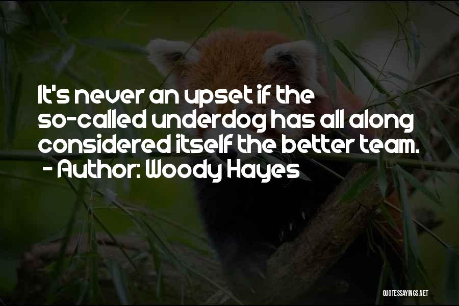 Woody Hayes Quotes: It's Never An Upset If The So-called Underdog Has All Along Considered Itself The Better Team.