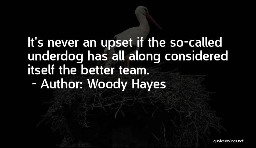 Woody Hayes Quotes: It's Never An Upset If The So-called Underdog Has All Along Considered Itself The Better Team.