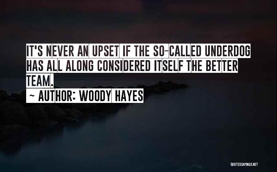 Woody Hayes Quotes: It's Never An Upset If The So-called Underdog Has All Along Considered Itself The Better Team.