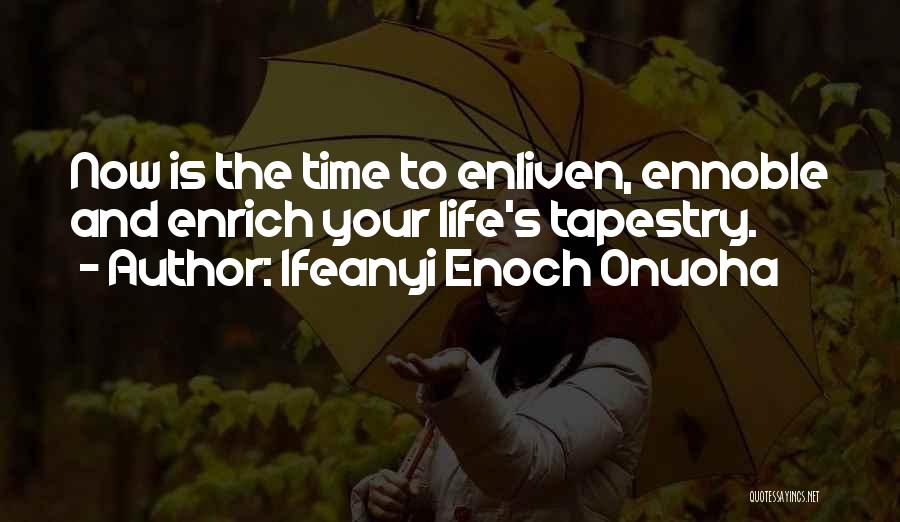 Ifeanyi Enoch Onuoha Quotes: Now Is The Time To Enliven, Ennoble And Enrich Your Life's Tapestry.