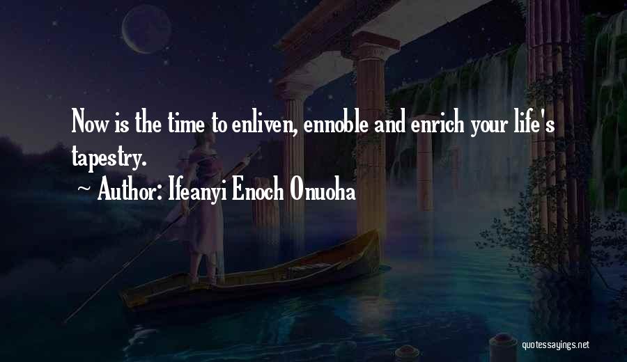 Ifeanyi Enoch Onuoha Quotes: Now Is The Time To Enliven, Ennoble And Enrich Your Life's Tapestry.