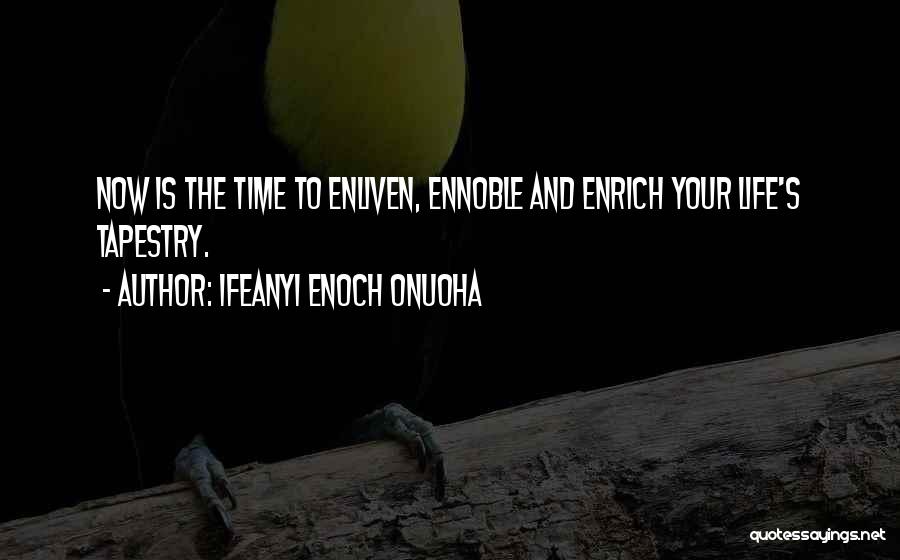 Ifeanyi Enoch Onuoha Quotes: Now Is The Time To Enliven, Ennoble And Enrich Your Life's Tapestry.