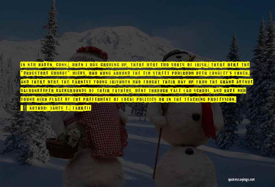 James T. Farrell Quotes: In New Haven, Conn., When I Was Growing Up, There Were Two Sorts Of Irish. There Were The Drugstore Cowboy