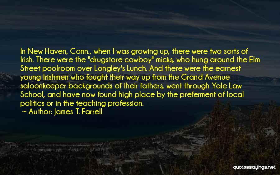 James T. Farrell Quotes: In New Haven, Conn., When I Was Growing Up, There Were Two Sorts Of Irish. There Were The Drugstore Cowboy