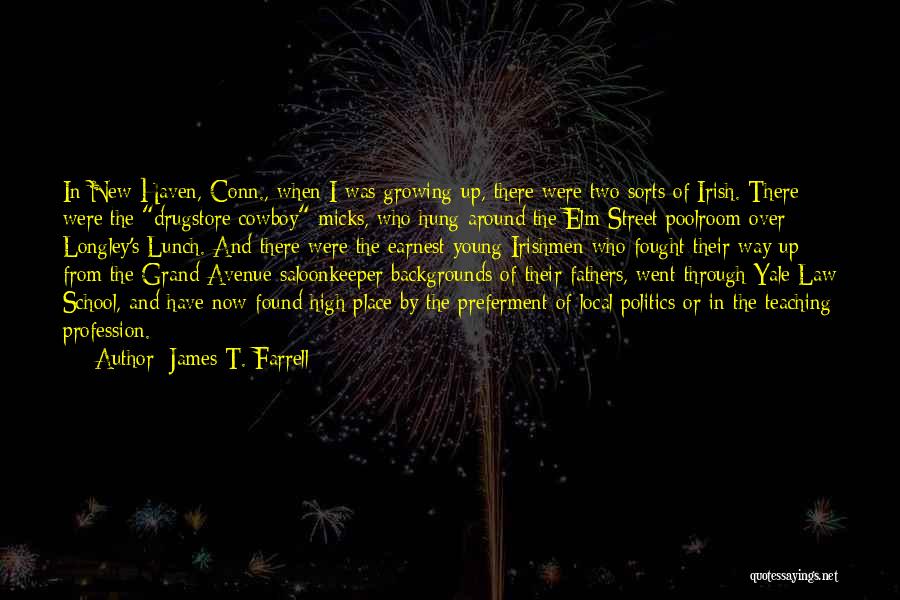 James T. Farrell Quotes: In New Haven, Conn., When I Was Growing Up, There Were Two Sorts Of Irish. There Were The Drugstore Cowboy