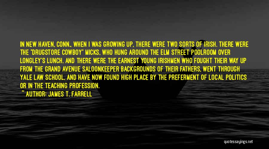 James T. Farrell Quotes: In New Haven, Conn., When I Was Growing Up, There Were Two Sorts Of Irish. There Were The Drugstore Cowboy