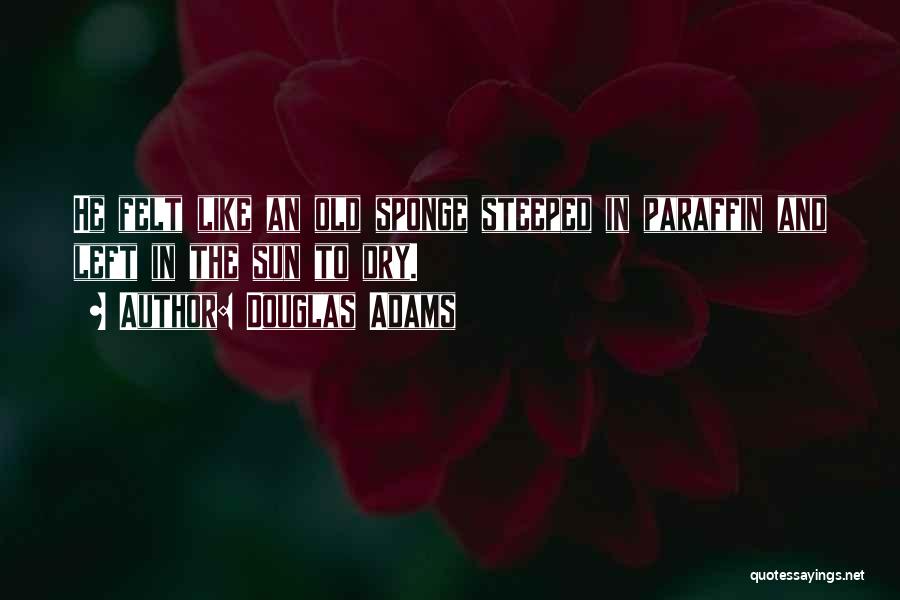 Douglas Adams Quotes: He Felt Like An Old Sponge Steeped In Paraffin And Left In The Sun To Dry.