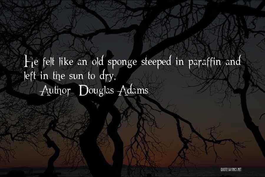 Douglas Adams Quotes: He Felt Like An Old Sponge Steeped In Paraffin And Left In The Sun To Dry.